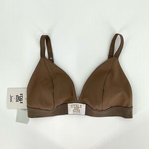 Style Not Size For Jenni‎ Triangle Solid Bralette Bra Tobacco Tan Women Medium